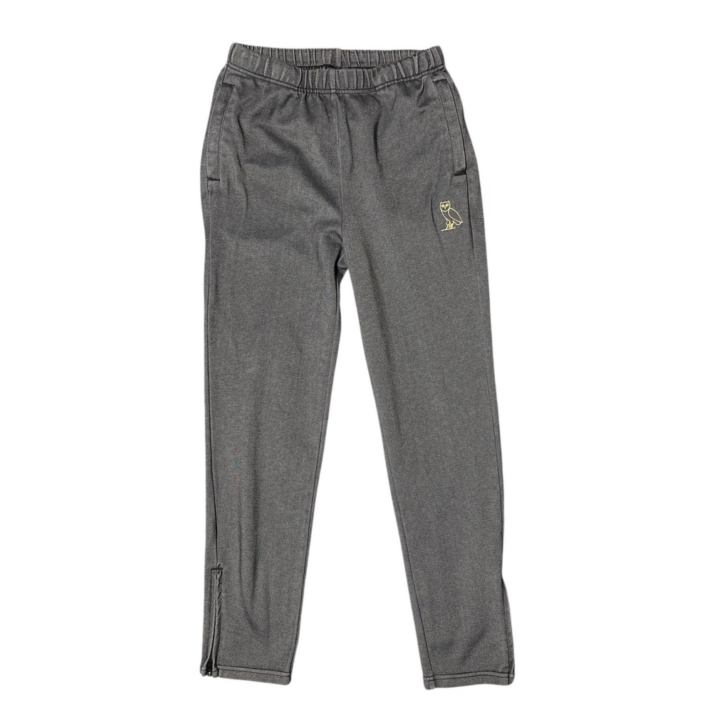 OVO October’s Very Own Women’s XS Grey Jogger Sweatpants Owl‎ Logo Zip Ankle